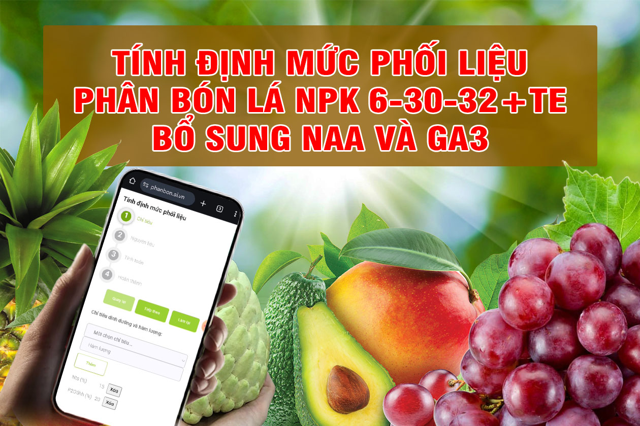 Phân bón lá NPK 6-30-32+TE - Cách tính lượng nguyên liệu phối trộn